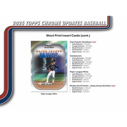 2025 Topps Chrome Update Series Baseball Mega Box (Fanatics Exclusive) Trading Card Box (2 Base Card Raywave Parallels Per Box)
