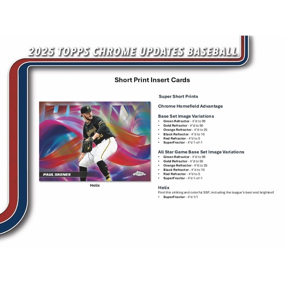 2025 Topps Chrome Update Series Baseball Mega Box (Fanatics Exclusive) Trading Card Box (2 Base Card Raywave Parallels Per Box)