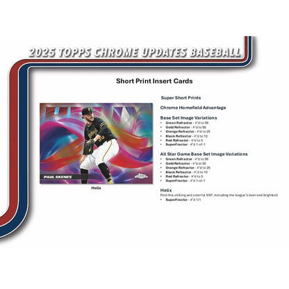 2025 Topps Chrome Update Series Baseball Mega Box (Fanatics Exclusive) Trading Card Box (2 Base Card Raywave Parallels Per Box)